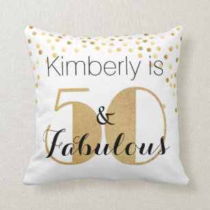 50 en Fabulous Gold Personalized Birthday Party Kussen