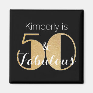50 en Fabulous Gold Personalized Birthday Party Magneet