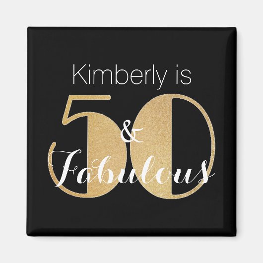 50 en Fabulous Gold Personalized Birthday Party Magneet (Voorkant)