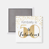 50 en Fabulous Gold Personalized Birthday Party Magneet (Voorkant / Achterkant)