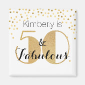 50 en Fabulous Gold Personalized Birthday Party Magneet (Voorkant)