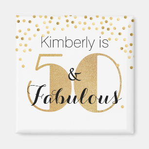 50 en Fabulous Gold Personalized Birthday Party Magneet
