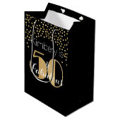 50 en Fabulous Gold Personalized Birthday Party Medium Cadeauzakje (Voorkant Gekanteld)