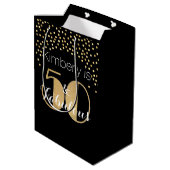 50 en Fabulous Gold Personalized Birthday Party Medium Cadeauzakje (Achterkant Gekanteld)