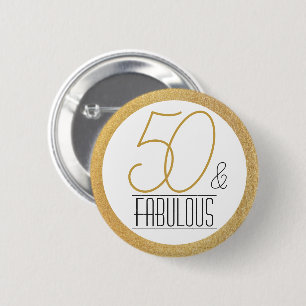 50 en Fabulous Gold Personalized Birthday Party Ronde Button 5,7 Cm
