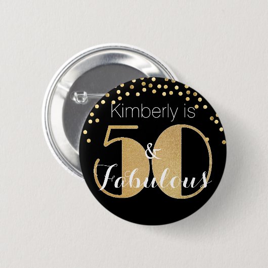 50 en Fabulous Gold Personalized Birthday Party Ronde Button 5,7 Cm (Voorkant /achterkant)