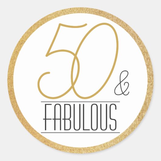 50 en Fabulous Gold Personalized Birthday Party Ronde Sticker (Voorkant)