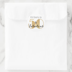 50 en Fabulous Gold Personalized Birthday Party Ronde Sticker