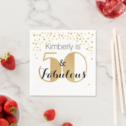 50 en Fabulous Gold Personalized Birthday Party Servet (Insitu)
