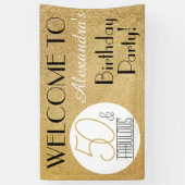 50 en Fabulous Gold Personalized Birthday Party Spandoek (Verticaal)
