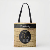 50 en Fabulous Gold Personalized Birthday Party Tote Bag (Voorkant)