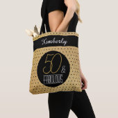 50 en Fabulous Gold Personalized Birthday Party Tote Bag (Dichtbij)