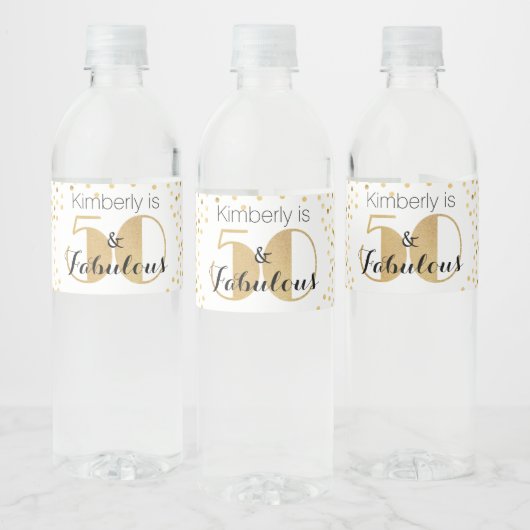 50 en Fabulous Gold Personalized Birthday Party Waterfles Etiket (Flessen)