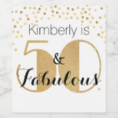 50 en Fabulous Gold Personalized Birthday Party Wijn Etiket (Enkel label)