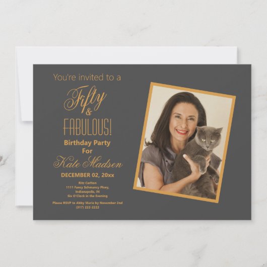 50 en FABULOUS Gold & Pewter 50ste verjaardag Kaart (Voorkant)