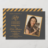 50 en FABULOUS Gold & Pewter 50ste verjaardag Kaart (Voorkant / Achterkant)