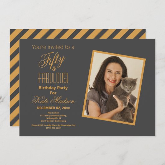 50 en FABULOUS Gold & Pewter 50ste verjaardag Kaart (Voorkant / Achterkant)