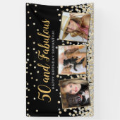 50 en Fabulous Gold Photo Collage 50e verjaardag Spandoek (Verticaal)