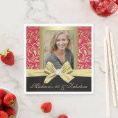 50 en Fabulous Gold Red damask 50th Birthday Servet (Insitu)