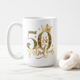 50 en Fabulous Gold Shimmer Verjaardag Koffiemok