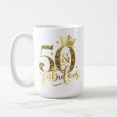 50 en Fabulous Gold Shimmer Verjaardag Koffiemok (Links)