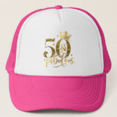 50 en Fabulous Gold Shimmer Verjaardag Trucker Pet (Voorkant)