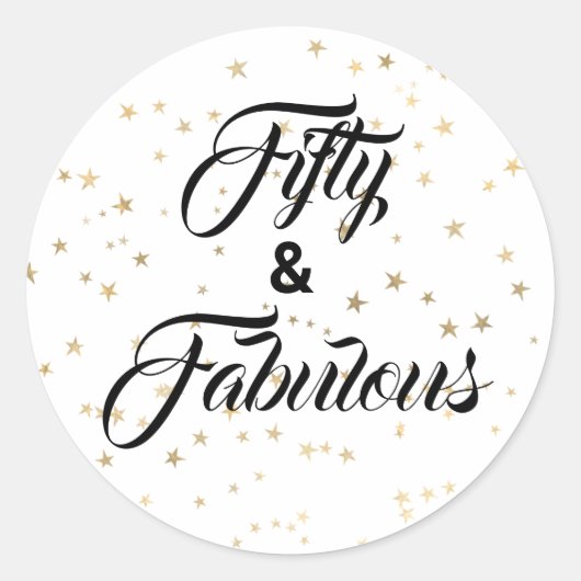 50 en Fabulous Gold Stars Classic Round Sticker (Voorkant)
