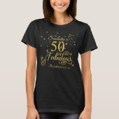 50 en Fabulous Gold Stars Glitter Black T-shirt (Voorkant)