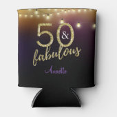 50 en Fabulous Gold Stars Paarse Verjaardagsfeestj Blikjeskoeler (Voorkant)