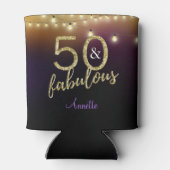 50 en Fabulous Gold Stars Paarse Verjaardagsfeestj Blikjeskoeler (Achterkant)