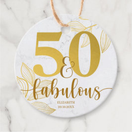 50 en Fabulous Gold Typografie Foliage Favor Tags Bedankjes Labels