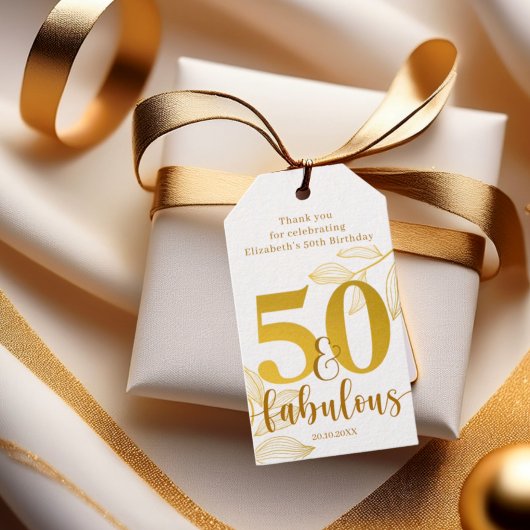 50 en Fabulous Gold Typography Foliage Gift Labels Cadeaulabel