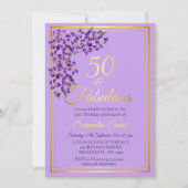 50 en Fabulous Gold Violet 50e verjaardag Kaart (Voorkant)