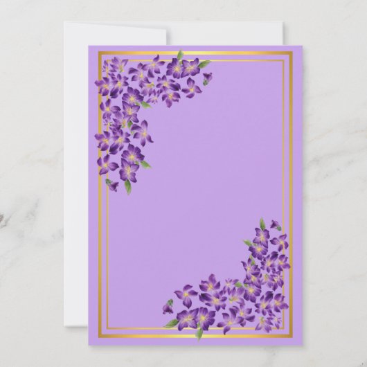 50 en Fabulous Gold Violet 50e verjaardag Kaart (Achterkant)