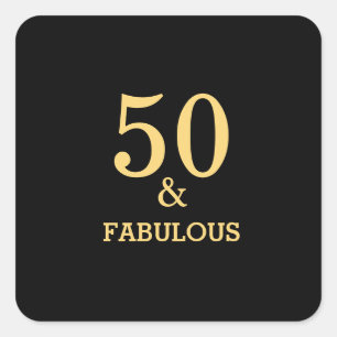 50 en Fabulous Golden Yellow Black Birthday Party Vierkante Sticker
