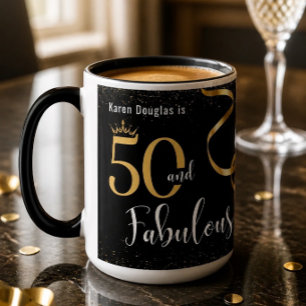50 en Fabulous Goud en Zwart Persoonlijk Mok