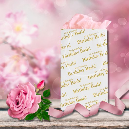 50 en Fabulous Goud  Gift Bag Klein Cadeauzakje