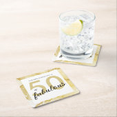 50 En Fabulous Goud Wit Verjaardag Kartonnen Onderzetters (Insitu)