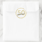 50 En Fabulous Goud Wit Verjaardag Ronde Sticker (Tas)