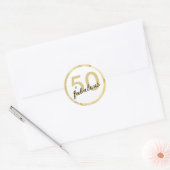 50 En Fabulous Goud Wit Verjaardag Ronde Sticker (Envelop)