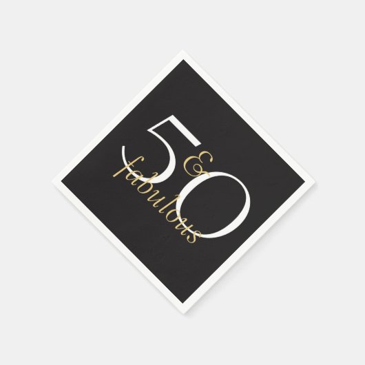 50 en Fabulous Goud Zwart Wit Feestservetten Servetten (Hoek)
