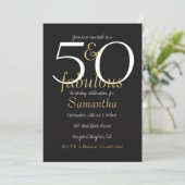 50 en Fabulous Goud Zwart Wit Kaart (Staand voorkant)