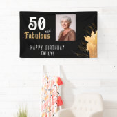 50 en Fabulous Gouden Blad 50ste Verjaardag Foto Spandoek (Insitu)