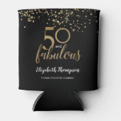 50 en fabulous gouden confetti op zwart Custom Blikjeskoeler (Voorkant)