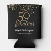 50 en fabulous gouden confetti op zwart Custom Blikjeskoeler (Achterkant)