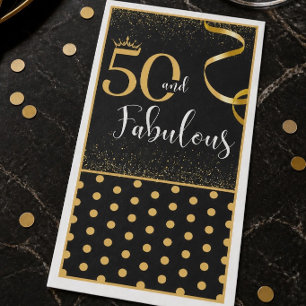 50 en Fabulous Gouden en Zwarte Grote Servetten