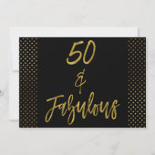 50 en Fabulous Gouden Folie Verjaardag Uitnodiging (Voorkant)
