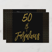 50 en Fabulous Gouden Folie Verjaardag Uitnodiging (Voorkant / Achterkant)