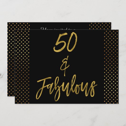50 en Fabulous Gouden Folie Verjaardag Uitnodiging (Voorkant / Achterkant)