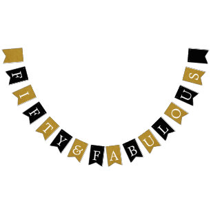 50 en Fabulous Gouden Folie Verjaardagsbanner Vlaggetjes